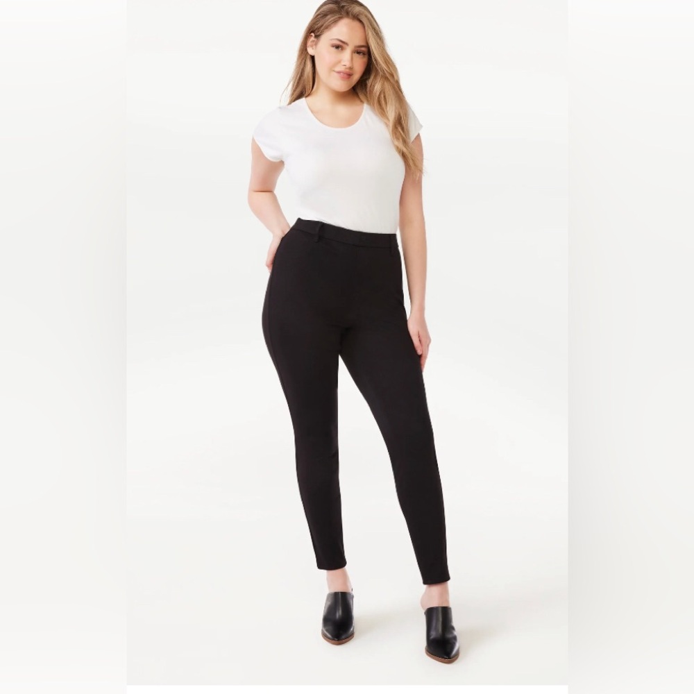 TIME and TRU Womens Jeggings Size Large Black Pull On Pockets New - Picture 3 of 9